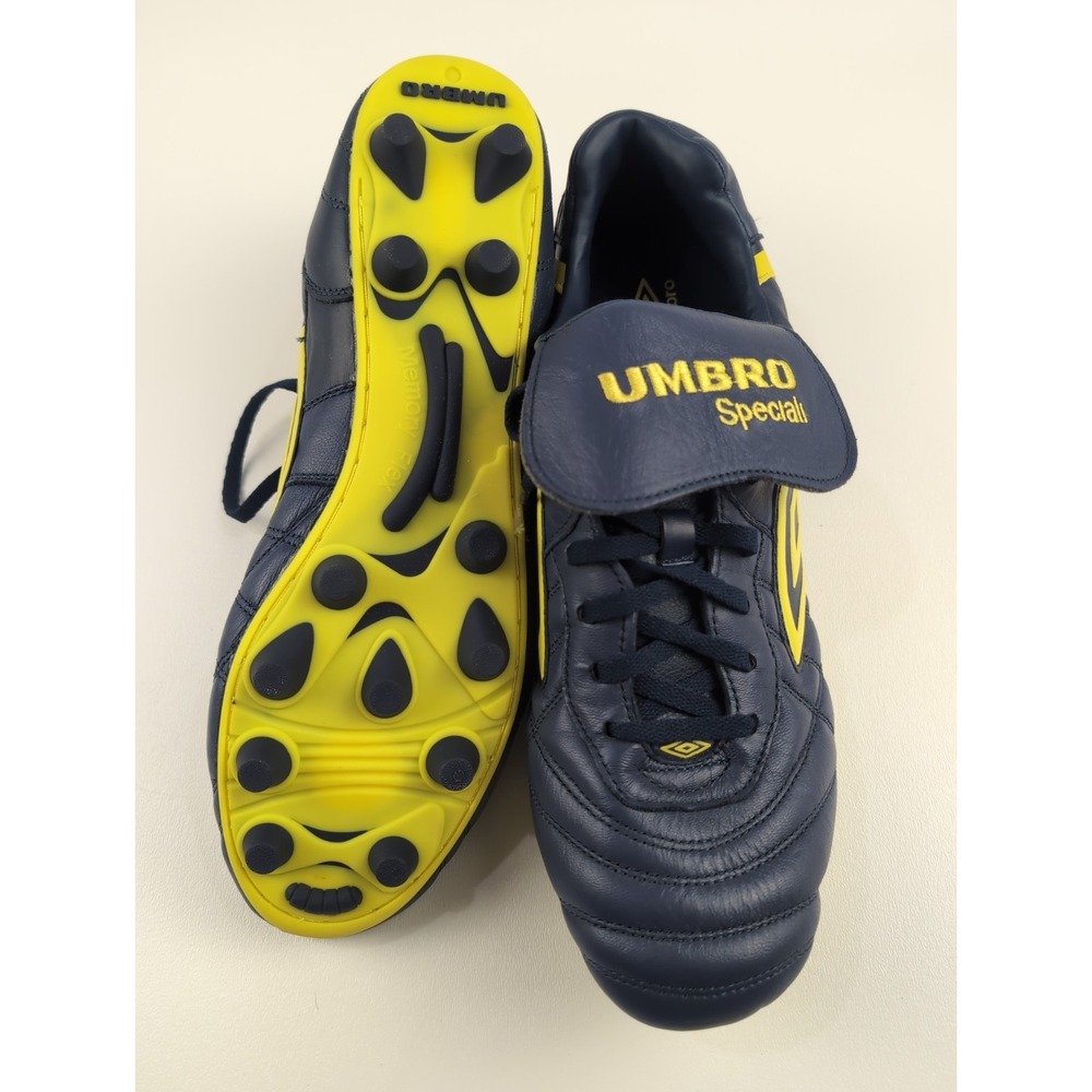 Umbro Soccer Cleats Men 13 Speciali Pro 24 FG Elite Navy Blue Yellow Leather NWT